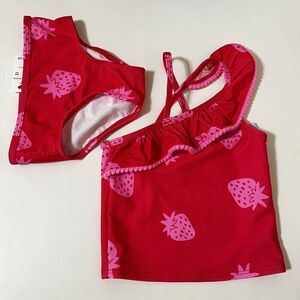 Cat & Jack Pink Strawberry Tankini Bikini 2 Piece Swimsuit Girls Size 2T NWT